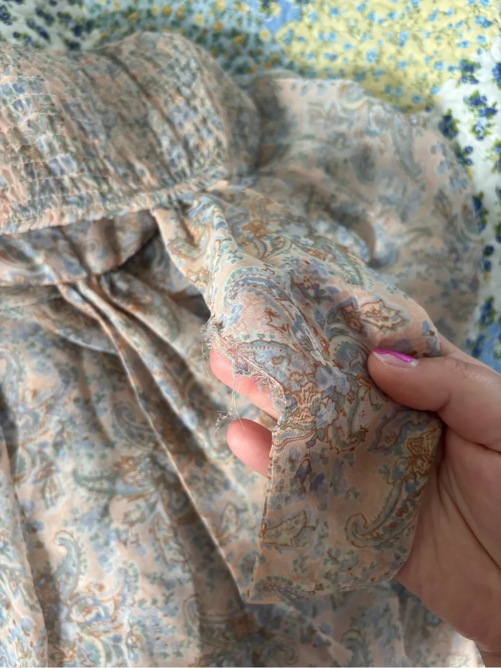 Victoria's Secret Peach Floral Ruffle Chemise - Picture 7 of 7